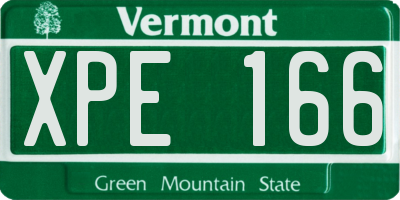 VT license plate XPE166