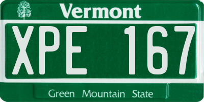 VT license plate XPE167