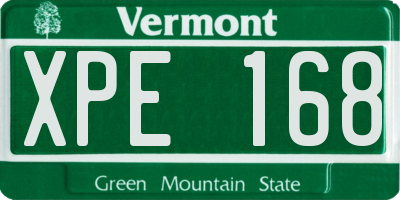 VT license plate XPE168