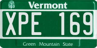 VT license plate XPE169