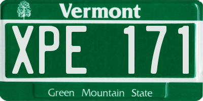 VT license plate XPE171