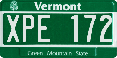 VT license plate XPE172