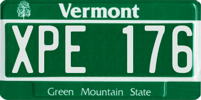 VT license plate XPE176