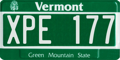 VT license plate XPE177