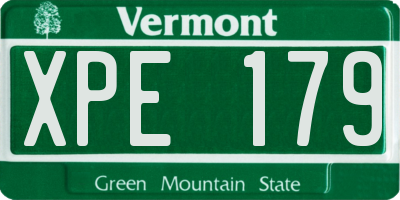 VT license plate XPE179