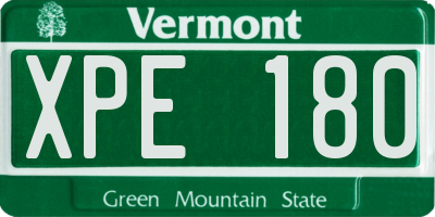 VT license plate XPE180