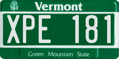 VT license plate XPE181
