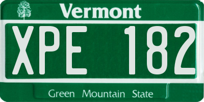 VT license plate XPE182