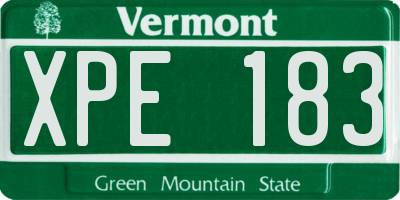 VT license plate XPE183