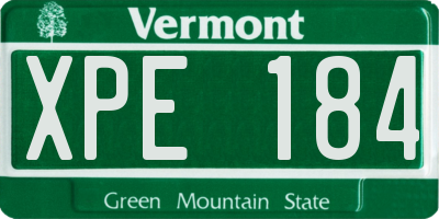 VT license plate XPE184