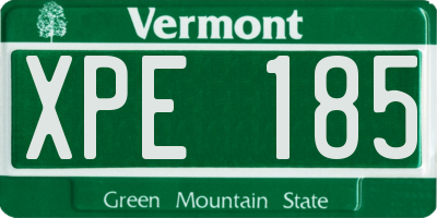 VT license plate XPE185
