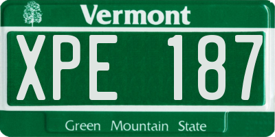 VT license plate XPE187