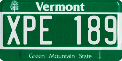 VT license plate XPE189