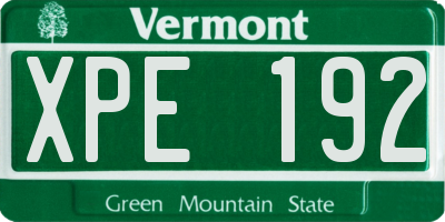 VT license plate XPE192