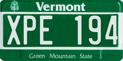 VT license plate XPE194