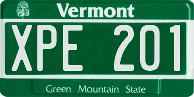 VT license plate XPE201