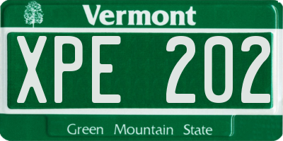 VT license plate XPE202