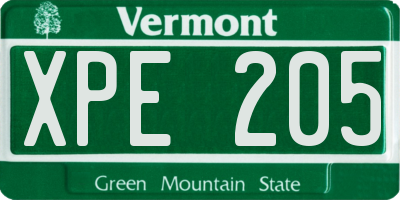 VT license plate XPE205
