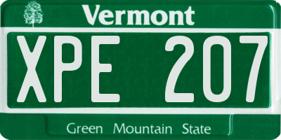 VT license plate XPE207