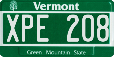 VT license plate XPE208