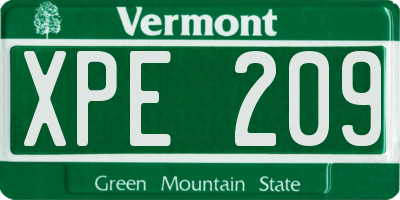 VT license plate XPE209