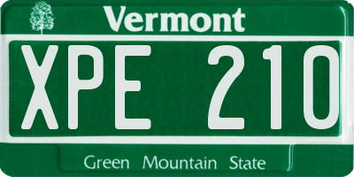 VT license plate XPE210