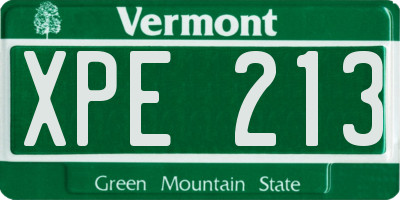 VT license plate XPE213