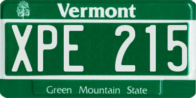 VT license plate XPE215
