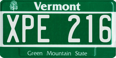VT license plate XPE216