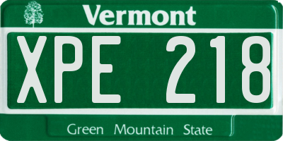 VT license plate XPE218