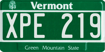 VT license plate XPE219