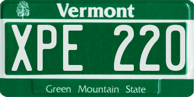 VT license plate XPE220