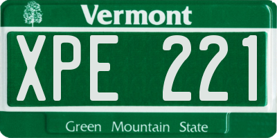 VT license plate XPE221