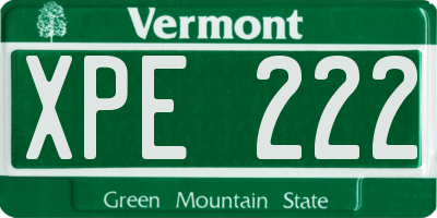 VT license plate XPE222