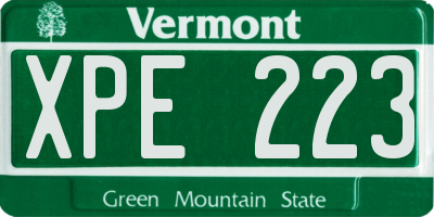 VT license plate XPE223