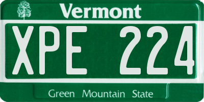 VT license plate XPE224