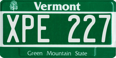 VT license plate XPE227
