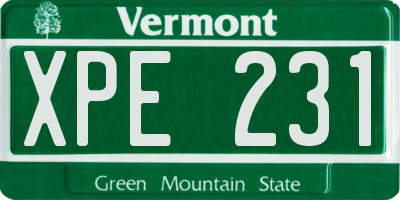 VT license plate XPE231