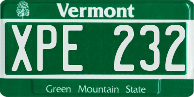 VT license plate XPE232