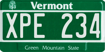 VT license plate XPE234