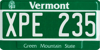 VT license plate XPE235