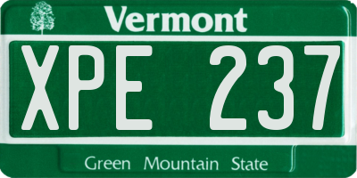 VT license plate XPE237
