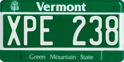 VT license plate XPE238