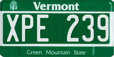 VT license plate XPE239