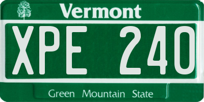 VT license plate XPE240