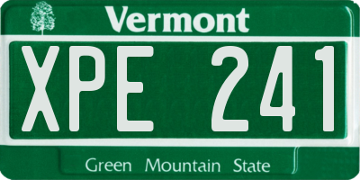 VT license plate XPE241