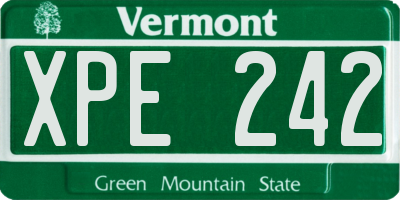 VT license plate XPE242