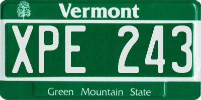 VT license plate XPE243