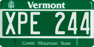 VT license plate XPE244