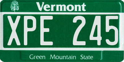 VT license plate XPE245